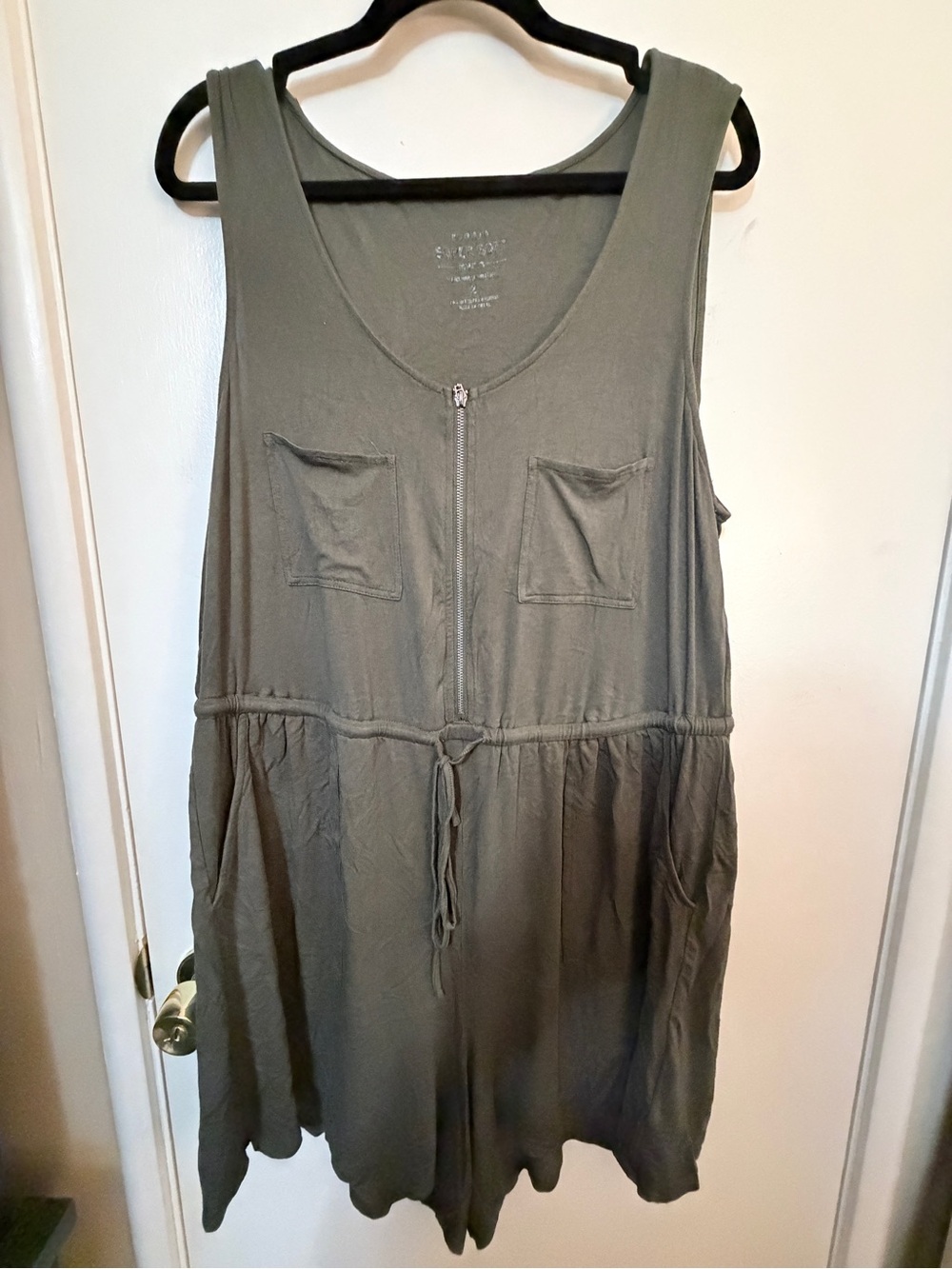 torrid Olive Green Tank Romper with Front Zipper